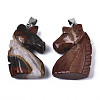 Carved Natural Red Jasper Pendants G-N0327-002G-2