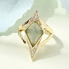 Brass Micro Pave Cubic Zirconia Cuff Rings for Women GG-CBA7610-11G-07-2