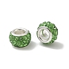 Polymer Clay Rhinestone European Large Hole Beads with Silver Color Plated Brass Cores FPDL-R002-11-2