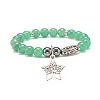 Gemstone & Synthetic Hematite Stretch Bracelet with Star Charm BJEW-JB07714-2