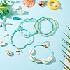 2 Bags Summer Beach Glass Seed Beaded & Natural Shell & Alloy Starfish Charm Anklet Sets AJEW-TA0003-69G-5