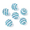 Striped Resin Rhinestone Beads OACR-A037-01D-1