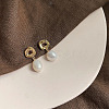 Alloy Plastic Pearl Dangle Stud Earrings FS-WG0B18A-10-1