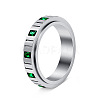 304 Stainless Steel Micro Pave Cubic Zirconia Rotating Finger Rings WGCDCC2-02-1
