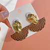 Alloy Wood Stud Dangle Earrings WG8DABA-05-2