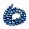 Electroplated Natural Agate Beads Strands G-O164-14-8mm-2
