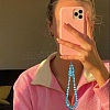 Round Synthetic Moonstone Beaded Mobile Straps HJEW-SW00042-06-6