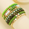 8Pcs Polymer Clay Heishi & CCB Plastic & Glass Beaded Stretch Bracelets Set For Women FS-WGAEA5C-04-1