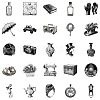 50Pcs Vintage Items Themes Paper Sticker STIC-C012-19-5