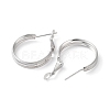 Rhodium Plated 925 Sterling Silver Hoop Earrings EJEW-K258-13P-2