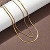 304 Stainless Steel Flat Snake Chain Twisted Chain Double Layer Necklaces NJEW-S453-01G-A-5