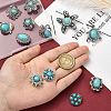 12Pcs 12 Styles Alloy Rhinestone & Resin Imitation Turquoise Snap Buttons BUTT-CJ0001-04-4