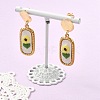 304 Stainless Steel & Cloth Embroidery Stud Dangle Earrings EJEW-JE07298-01-1