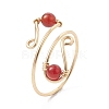 Copper Wire Wrapped Natural & Synthetic Gemstone Open Ring RJEW-JR00623-4
