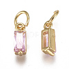 Brass Micro Pave Cubic Zirconia Charms ZIRC-F111-03G-03-2