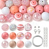 DIY Round Acrylic & Striped Resin Beads Pendants Making Kits DIY-YW0010-21B-1