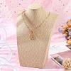 Wooden Covered with Imitation Burlap Necklace Displays NDIS-K001-B15-6