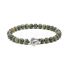 Gemstone Round & Alloy Sea Turtle Beaded Stretch Bracelet for Women BJEW-JB08579-3