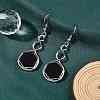 Hexagon Natural Obsidian Dangle Earrings EJEW-K298-01P-08-1