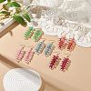 5 Pairs 5 Color Trumpet Flower Glass & Imitation Pearl Beaded Dangle Earrings EJEW-JE05100-2