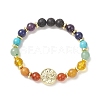 Dyed Natural & Synthetic Mixed Gemstone & Brass Virgin Mary Beaded Stretch Bracelet BJEW-JB09321-1