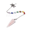 Natural Rose Quartz Hexagonal Pointed Cone Dowsing Pendulum Pendants G-G983-05P-02-2