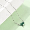Brass Pave Cubic Zirconia Rectangle and Heart Pendant Cable Chain Necklaces LS-KK-CBAB173-04P-09-2