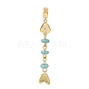 Brass Pave Cubic Zirconia Clear Cubic Zirconia & Synthetic Turquoise & Enamel European Dangle Charms GG-CBA3401-01G-B02-1