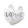 Valentines for Him Gift Ideas Tibetan Style Two Split Heart Pendants X-TIBEP-A124084-AS-LF-1