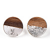 Resin & Walnut Wood Flat Round Stud Earrings with 304 Stainless Steel Pin for Women EJEW-TADZ0001-01S-2