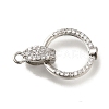 Brass Micro Pave Clear Cubic Zirconia Fold Over Clasps KK-H480-28P-1