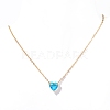 Stainless Steel Pave Cubic Zirconia Heart Pendant Cable Chain Necklaces for Women PW-WG05D07-12-1