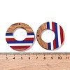 Independence Day Opaque Striped Resin & Walnut Wood Pendants RESI-U010-02J-3