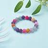 Natural Weathered Agate(Dyed) Round Beaded Stretch Bracelet BJEW-JB08500-4