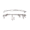 304 Stainless Steel Paperclip & Figaro Chain Bracelets for Women BJEW-JB12445-03-2
