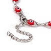 304 Stainless Steel Horse Eye Link Chain Bracelet with Resin Evil Eye Beaded for Women BJEW-F439-01P-03-3