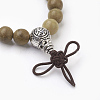 Natural Dyed Round Sandalwood Beads Stretch Bracelets BJEW-JB03844-05-2
