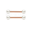 304 Stainless Steel & Plastic Imitation Pearl Half Round Nipple Barbells WGD80F3-06-1