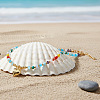 Beach Colorful Glass Beaded Alloy Heart Pendant Necklaces for Women LS-NM2683-5