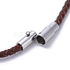 Three Loops Braided Leather Cord Wrap Bracelets BJEW-JB04245-02-3