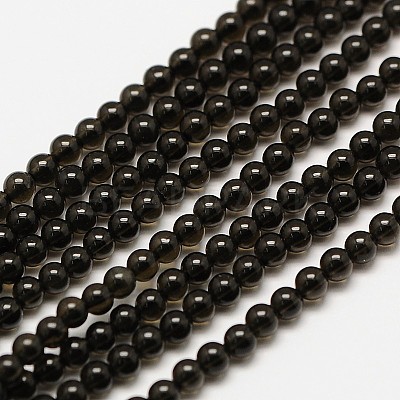 Natural Obsidian Round Bead Strands X-G-A130-3mm-04-1