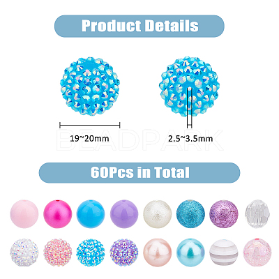 60Pcs Acrylic Beads OACR-WH0001-08C-1