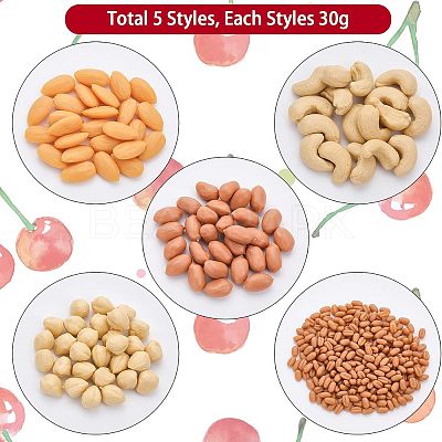 150G 5 Style Opaque Resin Imitation Nuts Ornaments RESI-CA0001-43-1