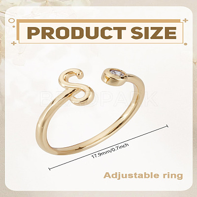 1Pc Brass Micro Pave Clear Cubic Zirconia Open Cuff Rings for Women RJEW-LP0002-37S-1