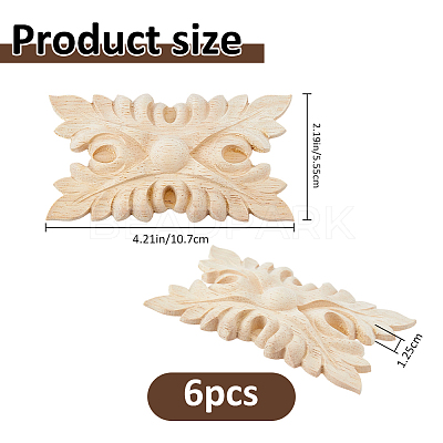 Rubber Wood Carved Onlay Applique AJEW-WH0794-72-1