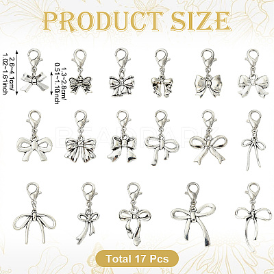 17Pcs 17 Styles Alloy Pendant Decorations HJEW-YW00533-1