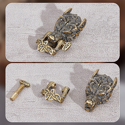 1PC Tibetan Style Wolf Shaped Brass Shackle Clasps FIND-HY0002-78-1