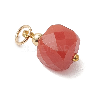 Natural Carnelian Faceted Cube Charms PALLOY-JF04975-1