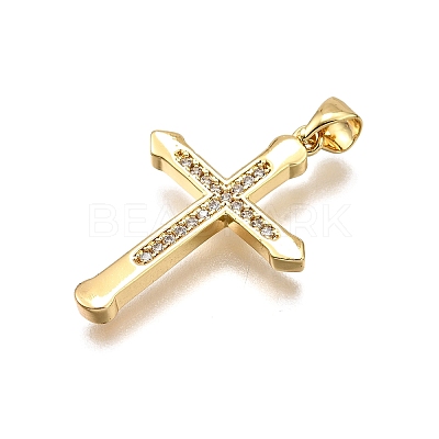 Brass Micro Pave Cubic Zirconia Pendants KK-Z100-42G-02-1