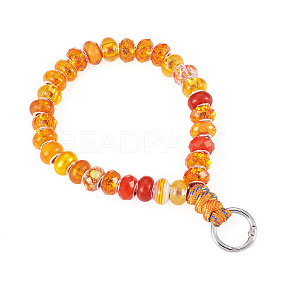 Resin Rondelle Bead with Polyester & Spandex Cord Phone Hand Strap Chains HJEW-TADJ0012-1